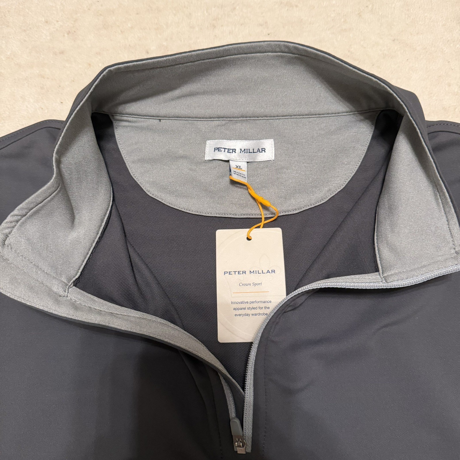 Peter Millar Crown Sport Galway Quarter Zip Vest Mens XL Iron/Gray NWT Golf