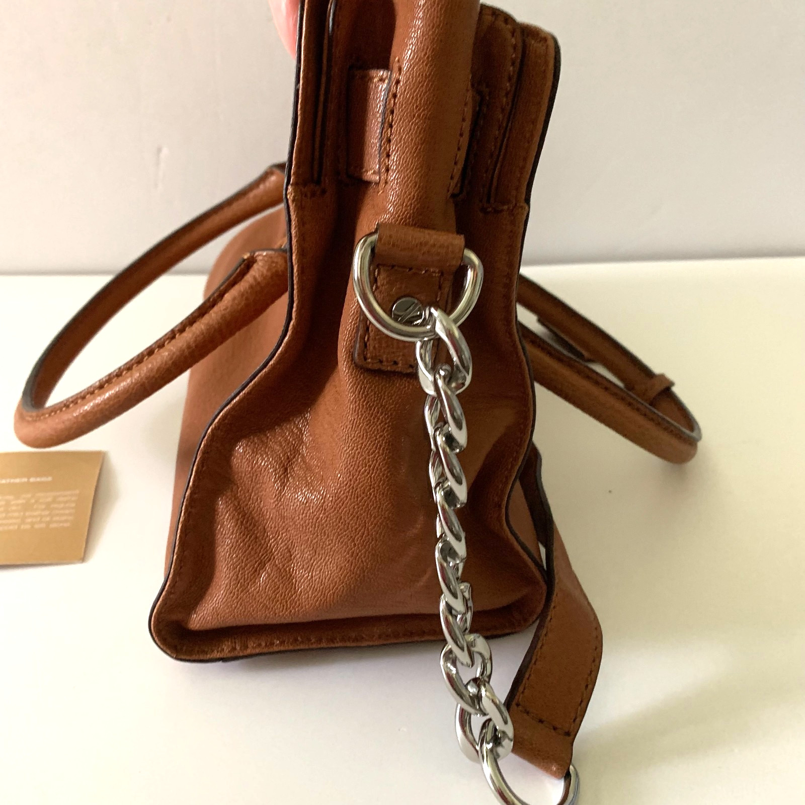 New Michael Kors Leather Hamilton East West Bag Luggage Brown Silver Hardware