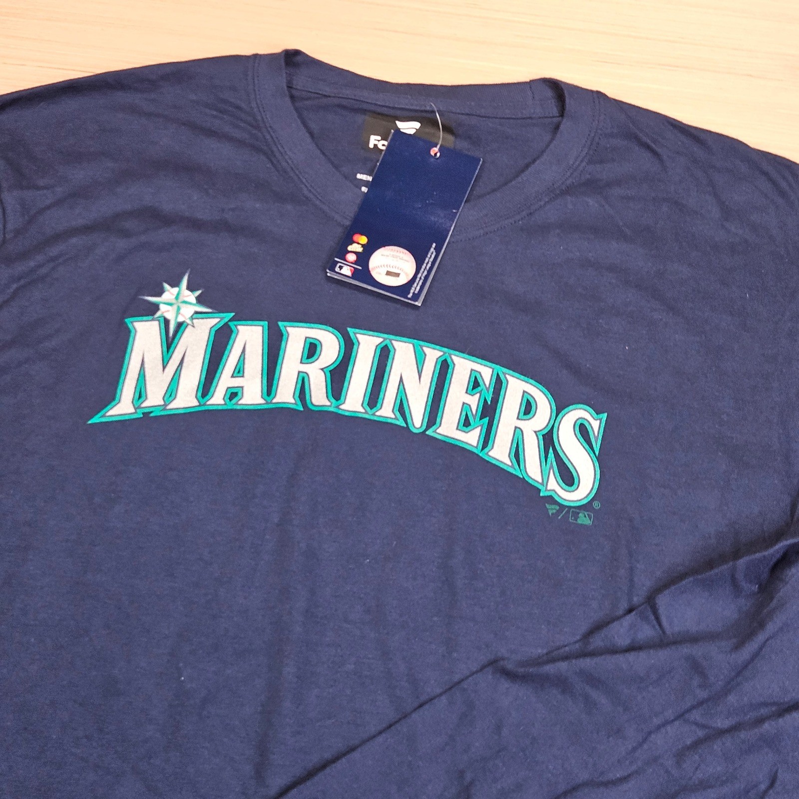 Seattle Mariners Long Sleeve Shirt Mens L Blue Official Wordmark Fanatics NEW