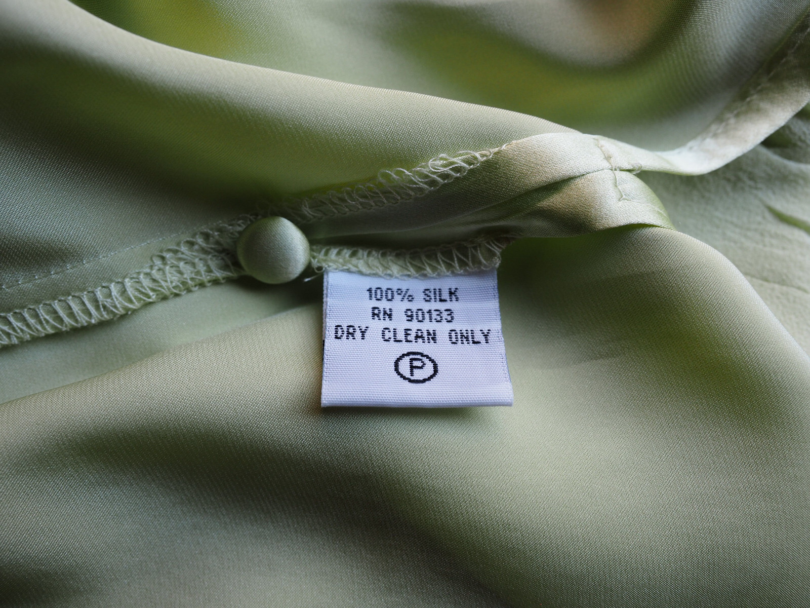 Simply Chloe Dao 100% Silk Satin Blouse Ruched Chiffon Ruffle Chartreuse XS