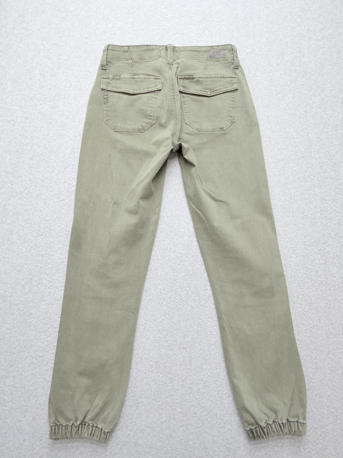 PAIGE Mayslie Jogger Pants Womens 24 Green Twill Ankle Zip Elastic Cuff