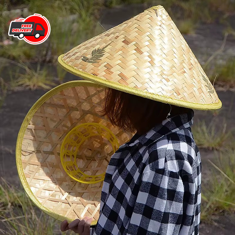 Chinese Oriental Coolie Straw-bamboo Sun Hat Farmer Rice Hat Fishing Sunshade