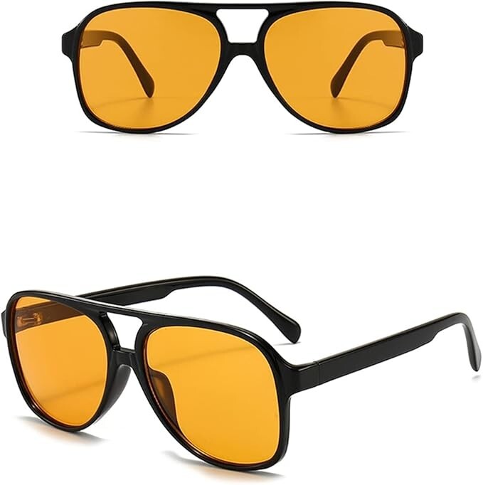 Retro Vintage 70s Sunglasses for Men Women Oversized Yellow Lens Shades