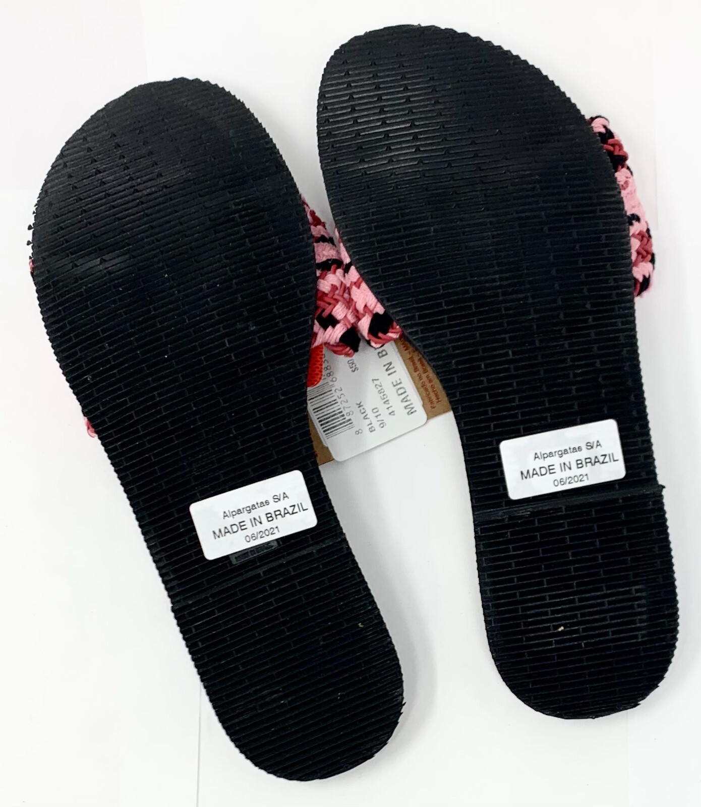 Original HAVAIANAS Womens You St Tropez Mesh Flip Flops Black Pink Bow 9 10 W