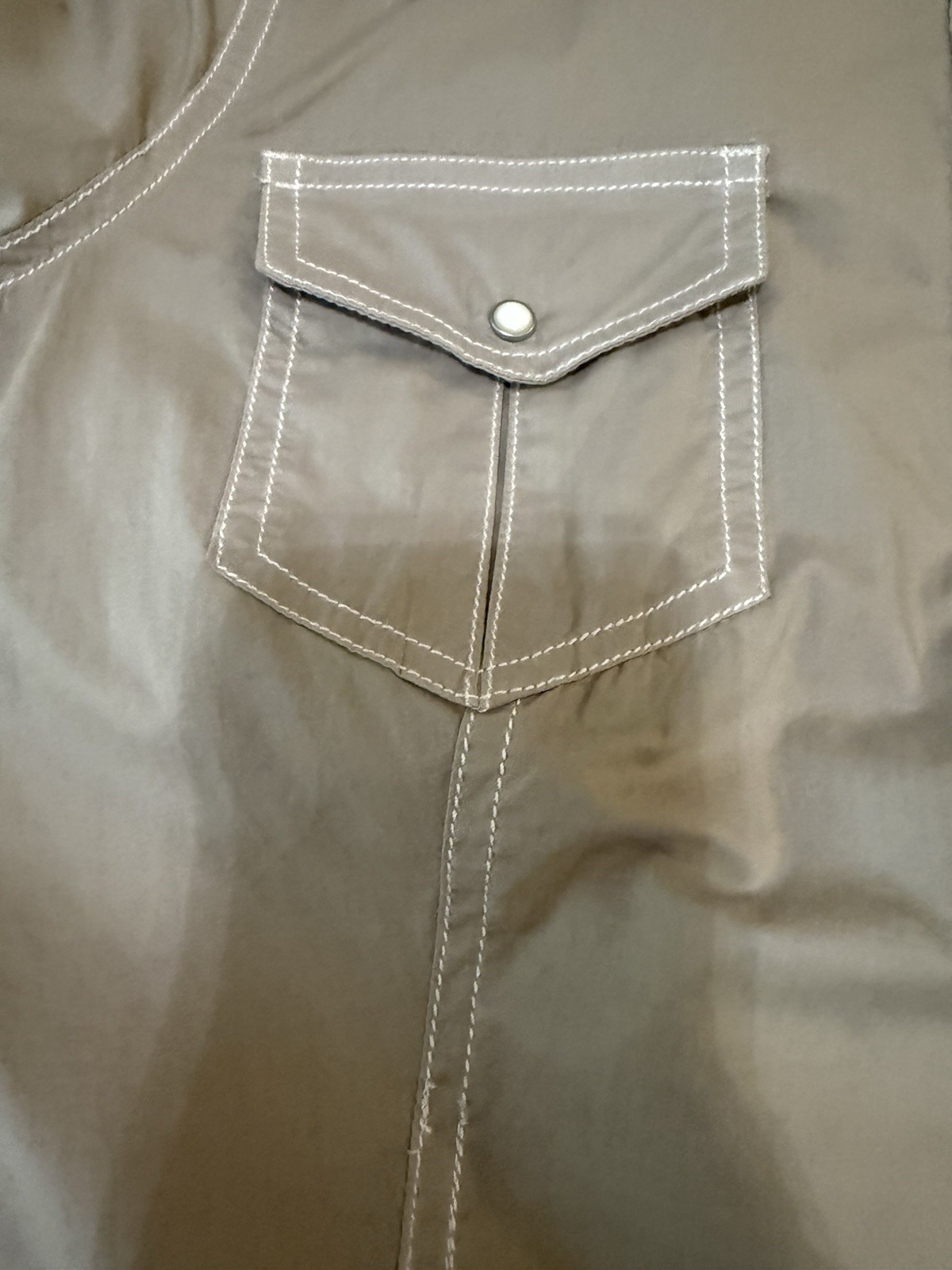 Ryan Michael Shirt Womens L Stone Western Pearl Snap Corset Lace Up Back