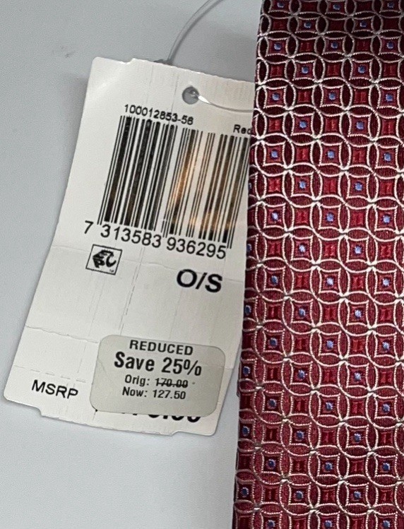 Eton Red Geometric Pattern Neck Tie Brand New 100% Silk Made In Italy New NWT