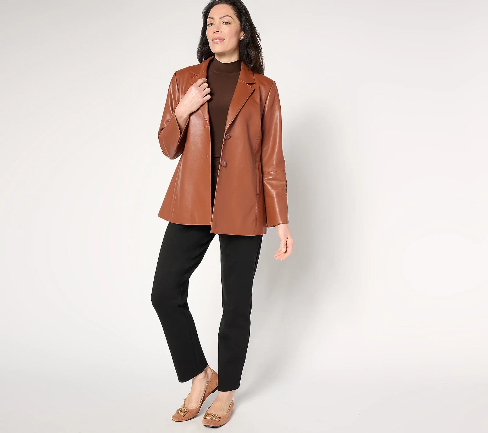 Dennis Basso Regular Luxe Faux Leather Jacket NWT A659814