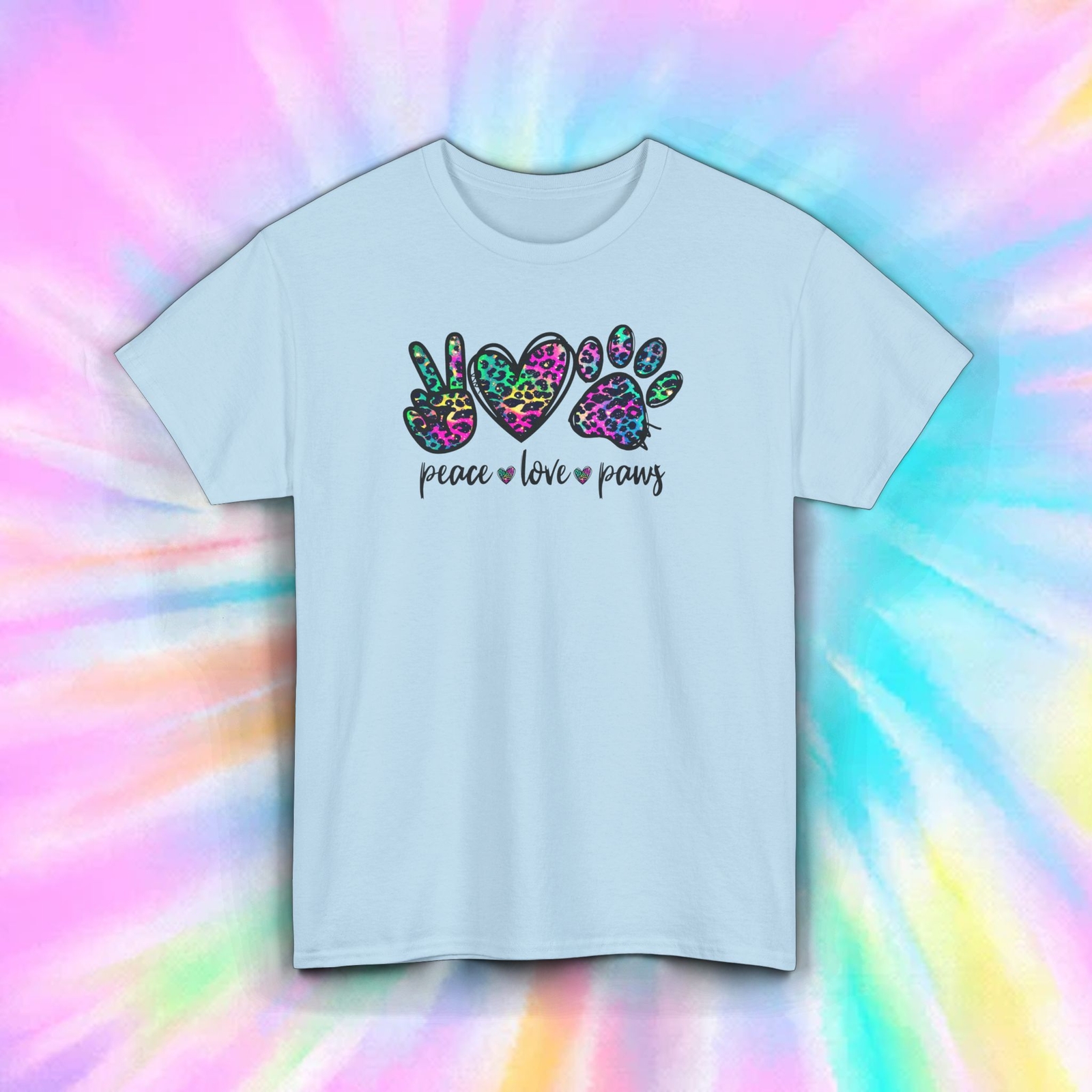 Peace Love Paws Shirt Animal Lover Cute Pet Rescue Dog Cat Tee S-5XL