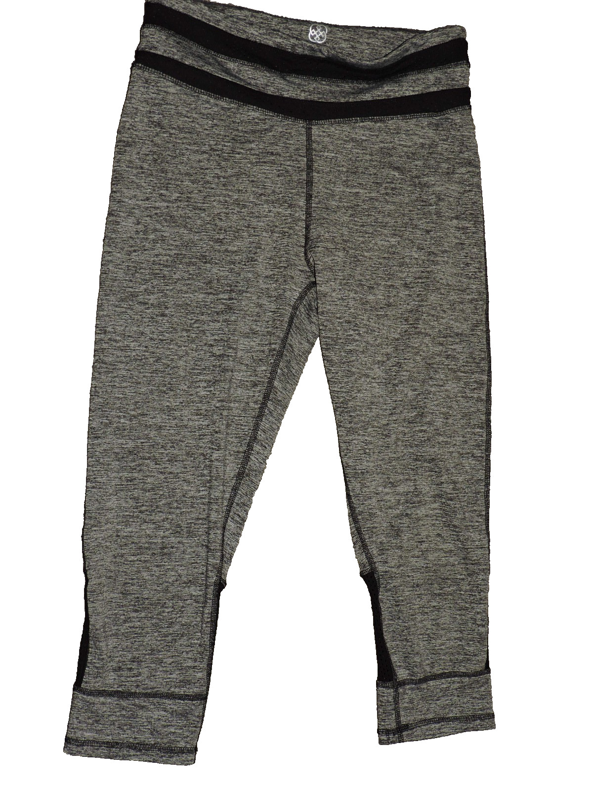 Daisy Fuentes Blk/Gray heather mesh panel Capri Legging SZ M Poly/span no pocket