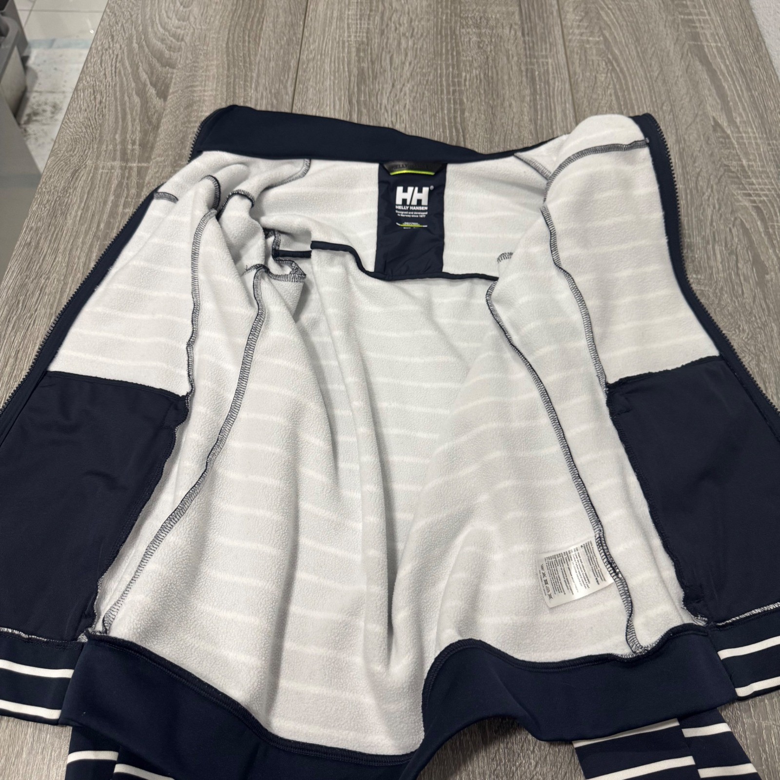 Helly Hansen Womens Navy White Striped Full Zip Jacket Small Nautical HH