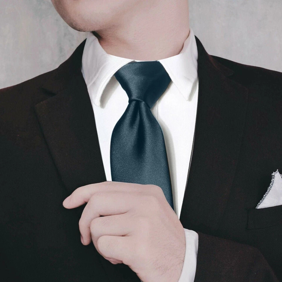 Mens Tie Plain Solid Colour Classic Slim Skinny Smart Party Wedding Thin Neck