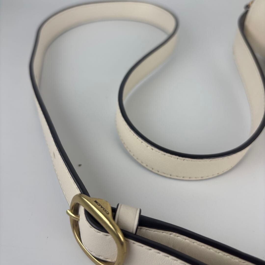 COACH Studio C6641 Ivory Leather Push Lock Crossbody Shoulder Bag Auth