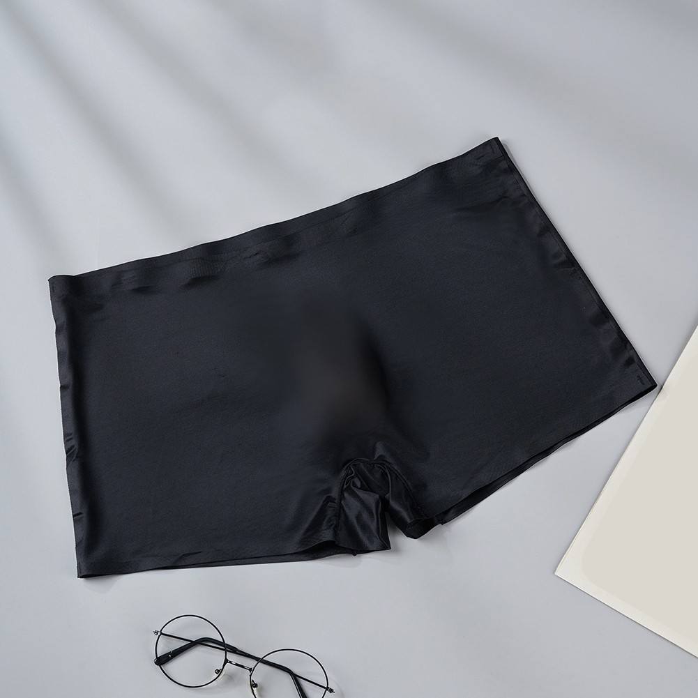 Ice Silk Seamless Low Waist Trunks for Men 3D Bulge Pouch Boxer Shorts