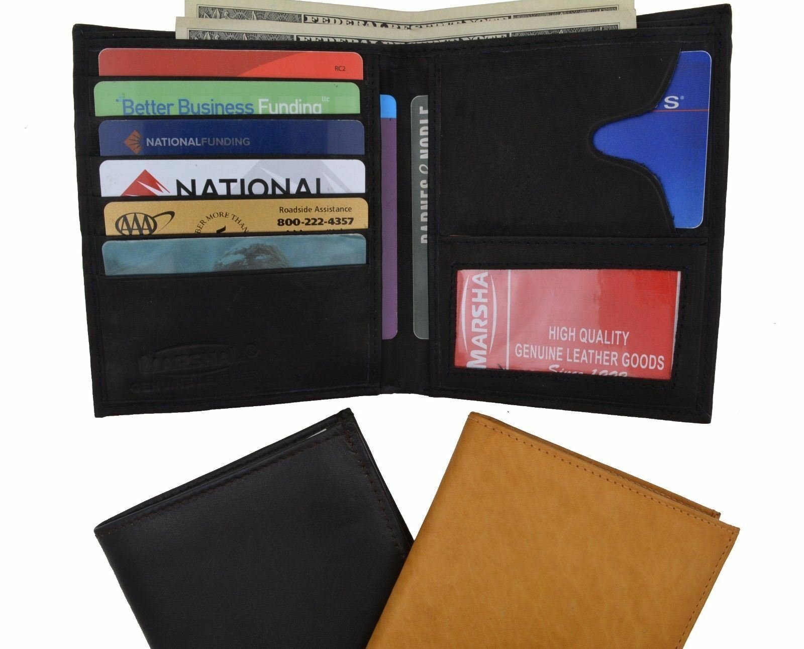 Genuine Leather Large Hipster Bifold Credit Card Id Men’s Wallet