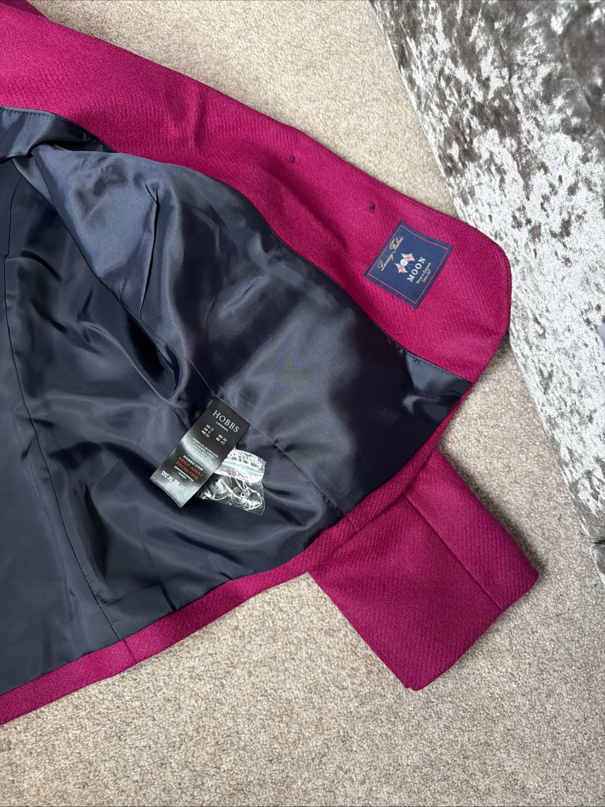 Hobbs Blake 100% Wool Jacket Blazer Bright Pink Size Uk 12 New Without Tags