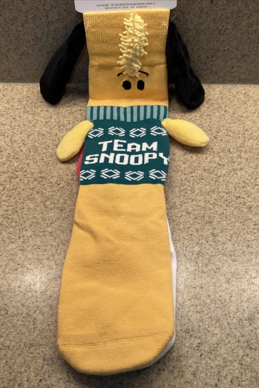 2 Pair Hallmark Snoopy Woodstock Christmas 3D Socks Novelty Plush Women’s NWT