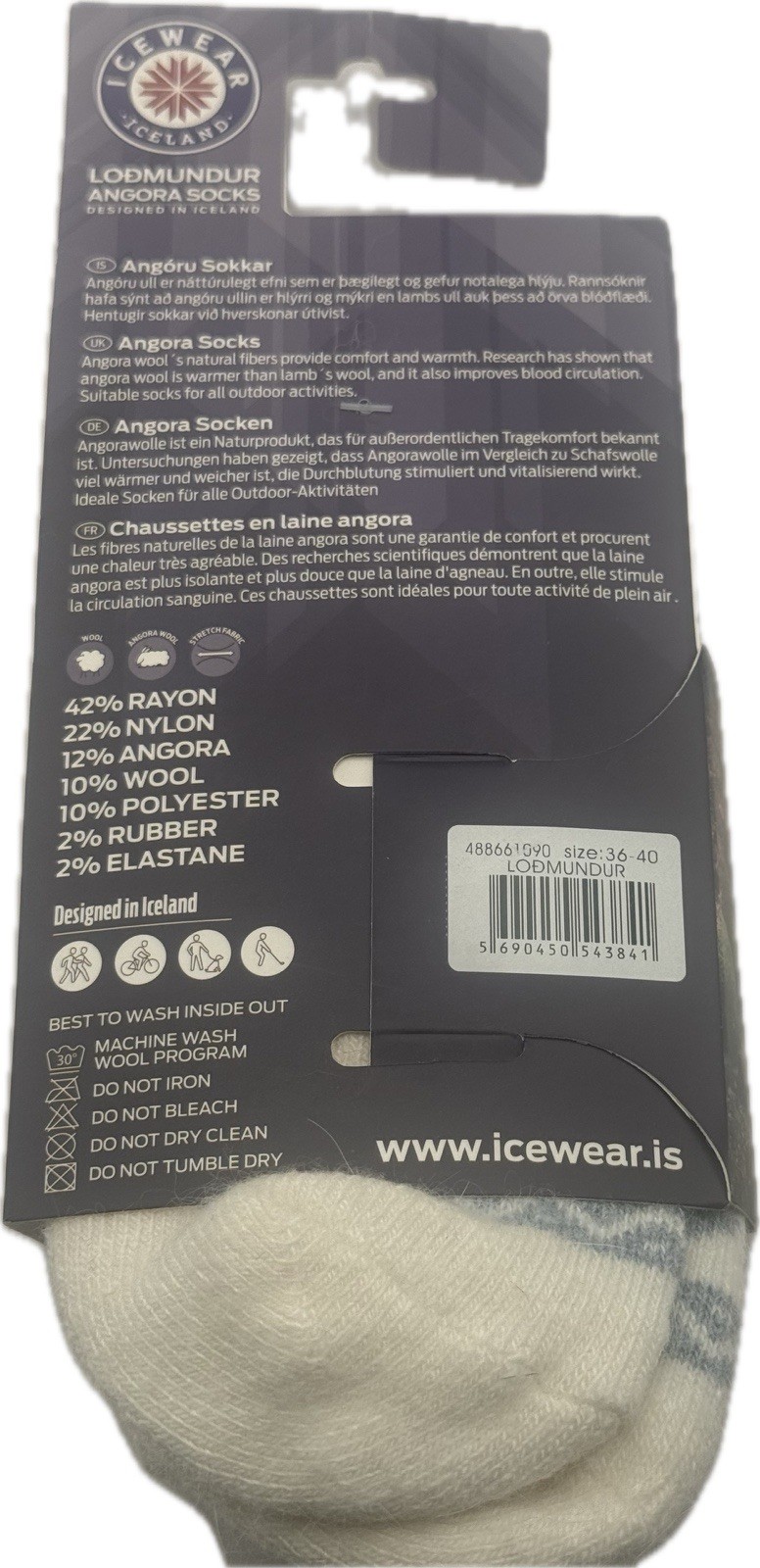 Icewear Angora Socks Lodmundur US 4 1/2 – 7 1/2 Designed In Iceland 2 Pairs New