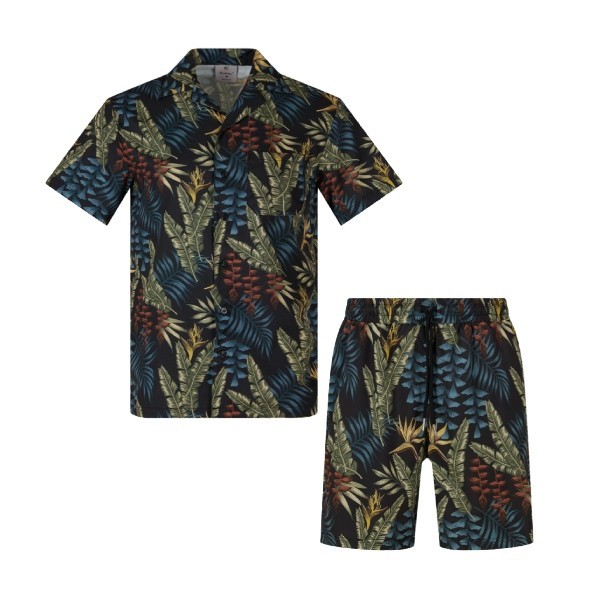 Men’s 2 Piece Matching Summer Hawaiian Beach Outfit Short Sleeve Set Sizes S-2XL