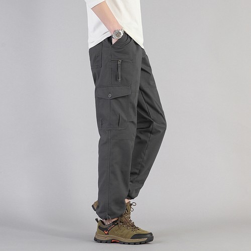 Mens Cargo Pants Work Pants Elastic Trousers Lightweight Combat Cotton Outdoor