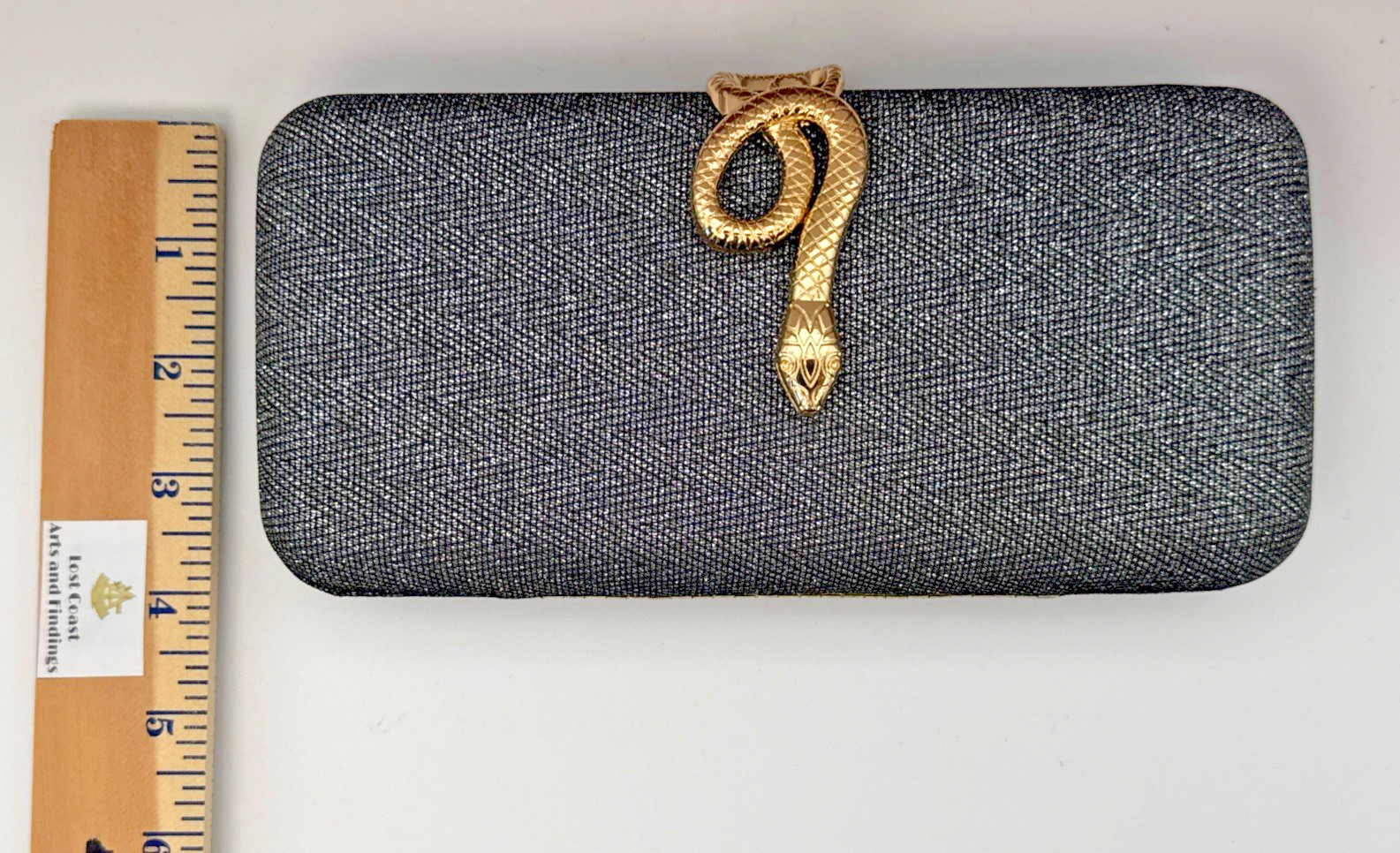 Silver Sparkle Crystal Evening Purse Clutch Gold Snake Clasp Square Bag Chain