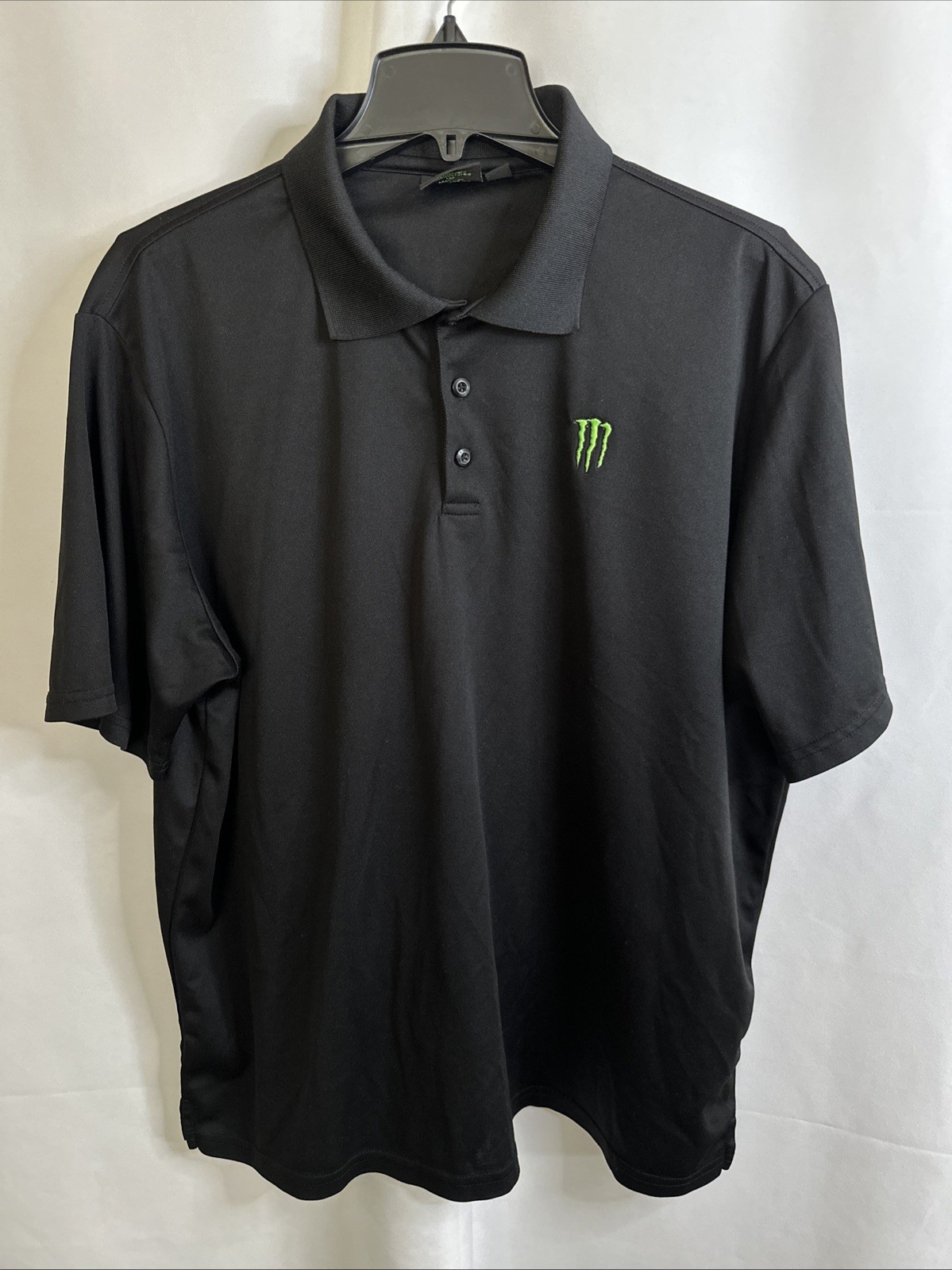MONSTER ENERGY Mens Polo Shirt Embroidered Logo Short Sleeve Black XL #5957