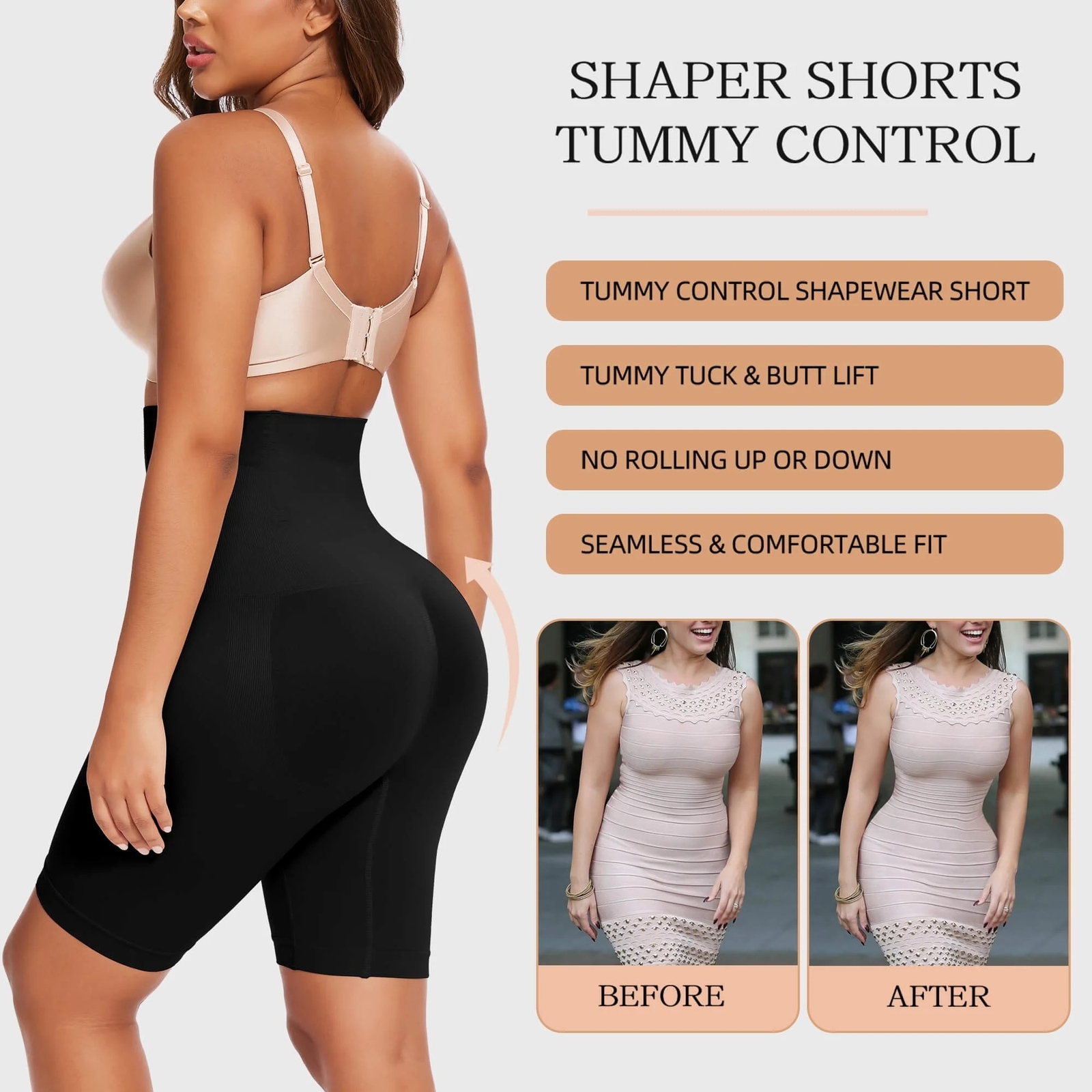 2 Pack Women Tummy Control Shapewear Shorts Body Shaper High Waist Thigh Slimmer
