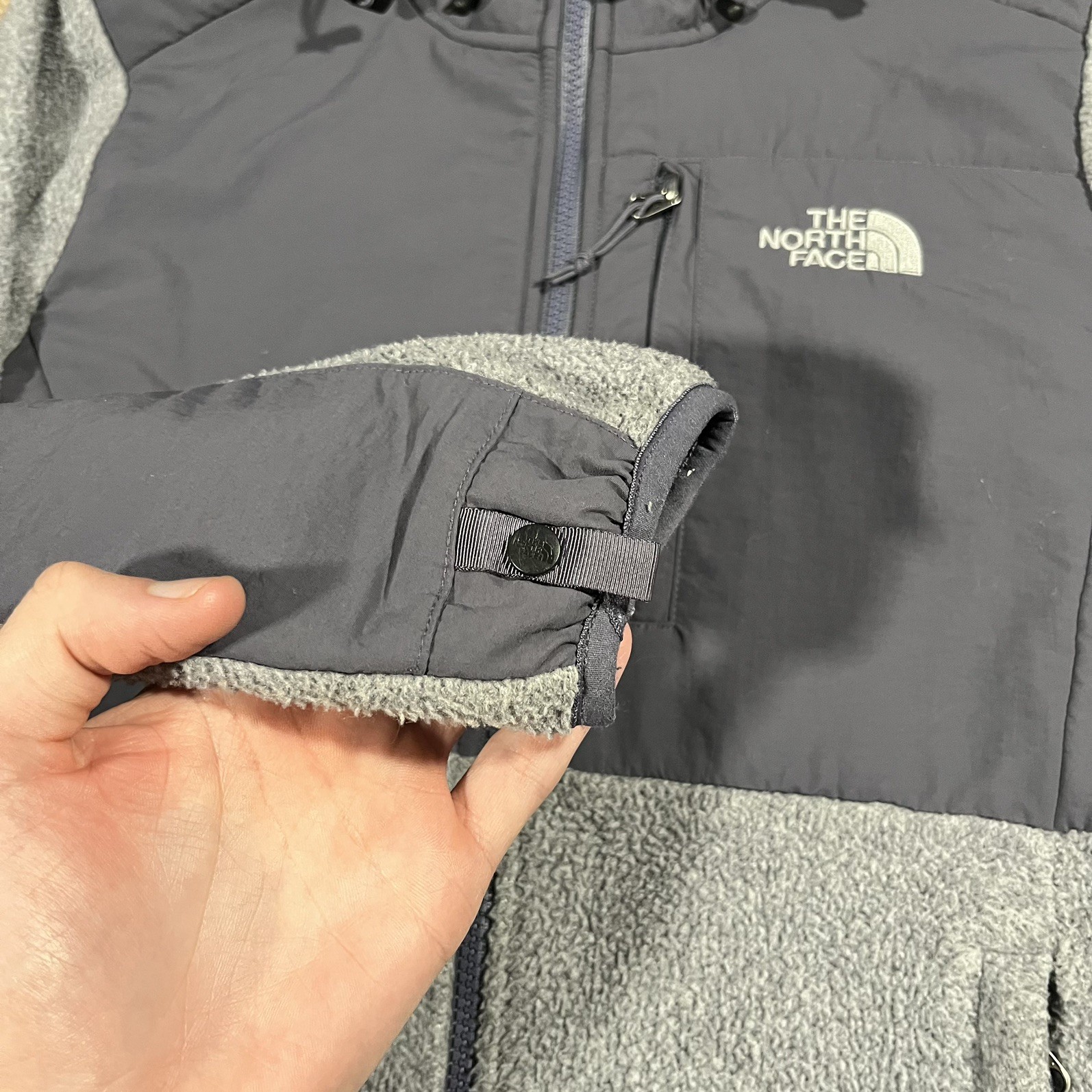 The North Face Jacket Womens Small Gray Denali Hooded Recycled Polartec Fleece