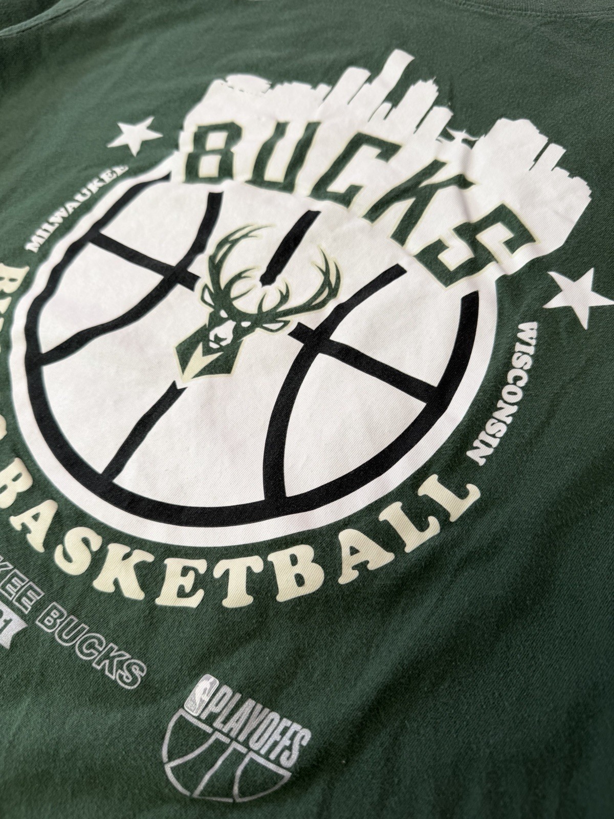Nike Milwaukee Bucks 2021 Playoffs Tee Green NBA Basketball Shirt L
