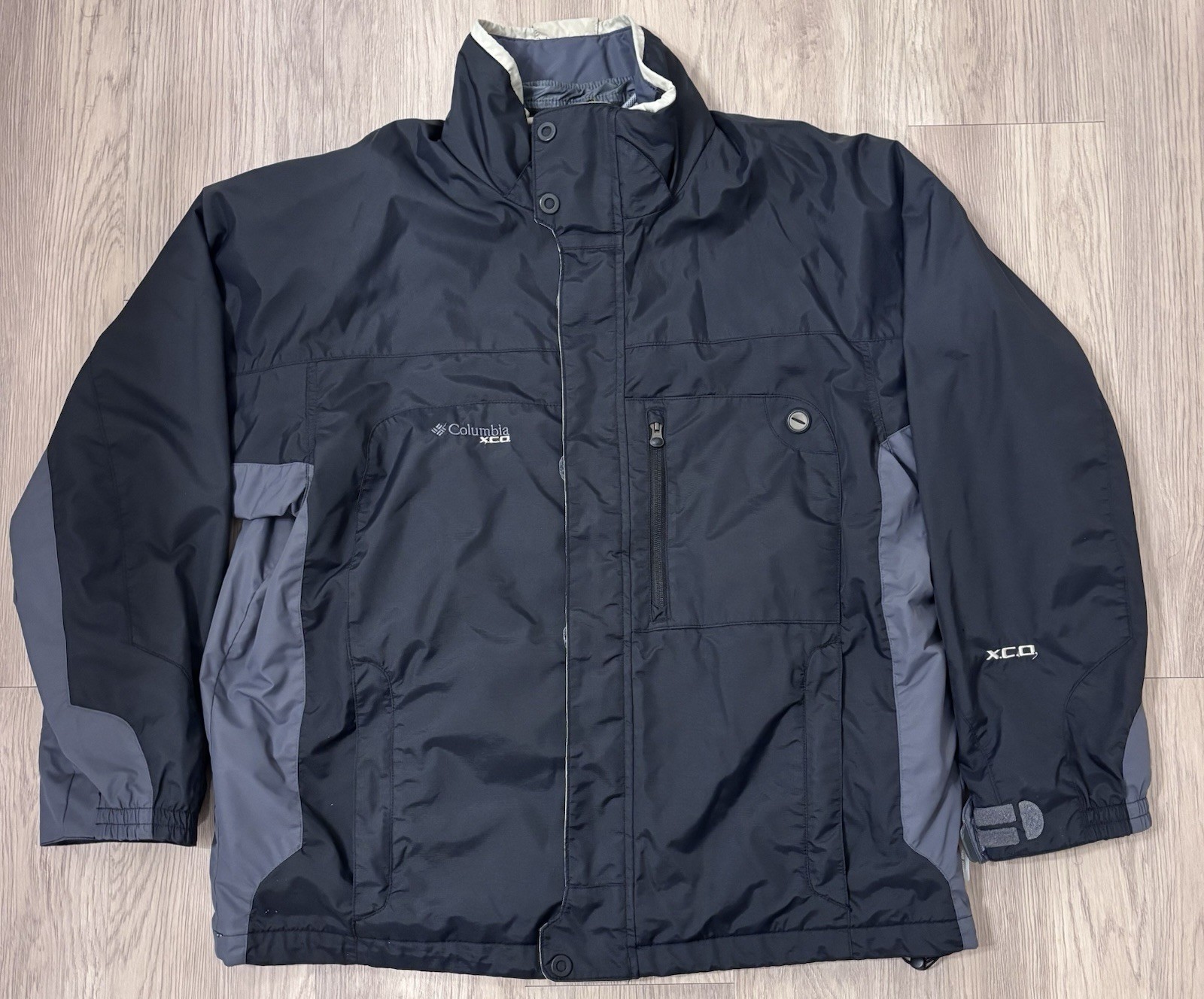 Columbia Jacket Mens L Black Full Zip 2in1 Shell With Detachable Liner