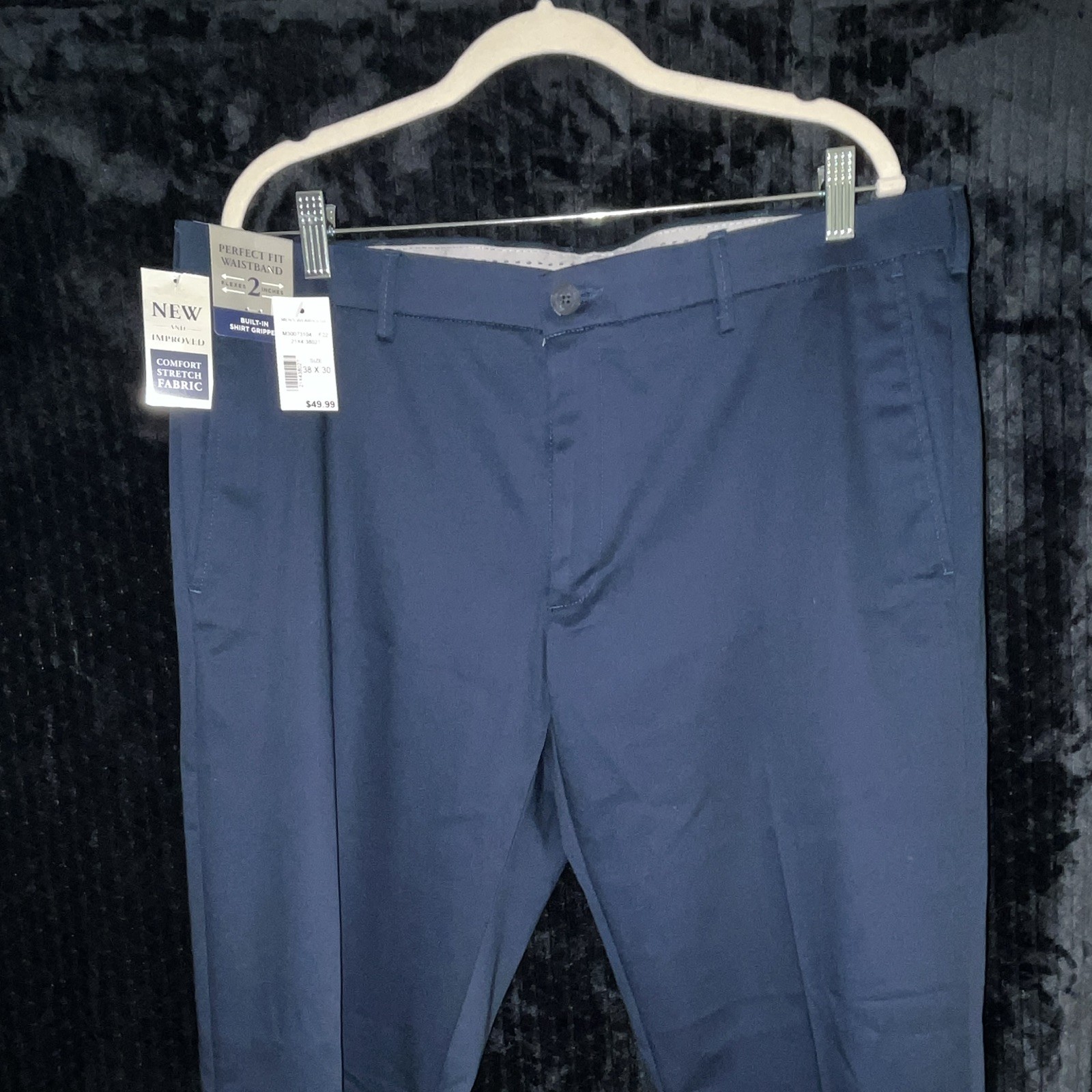 Haggar Iron Free Premium Khaki Blue Straight Fit Flat Front Khakis 30W