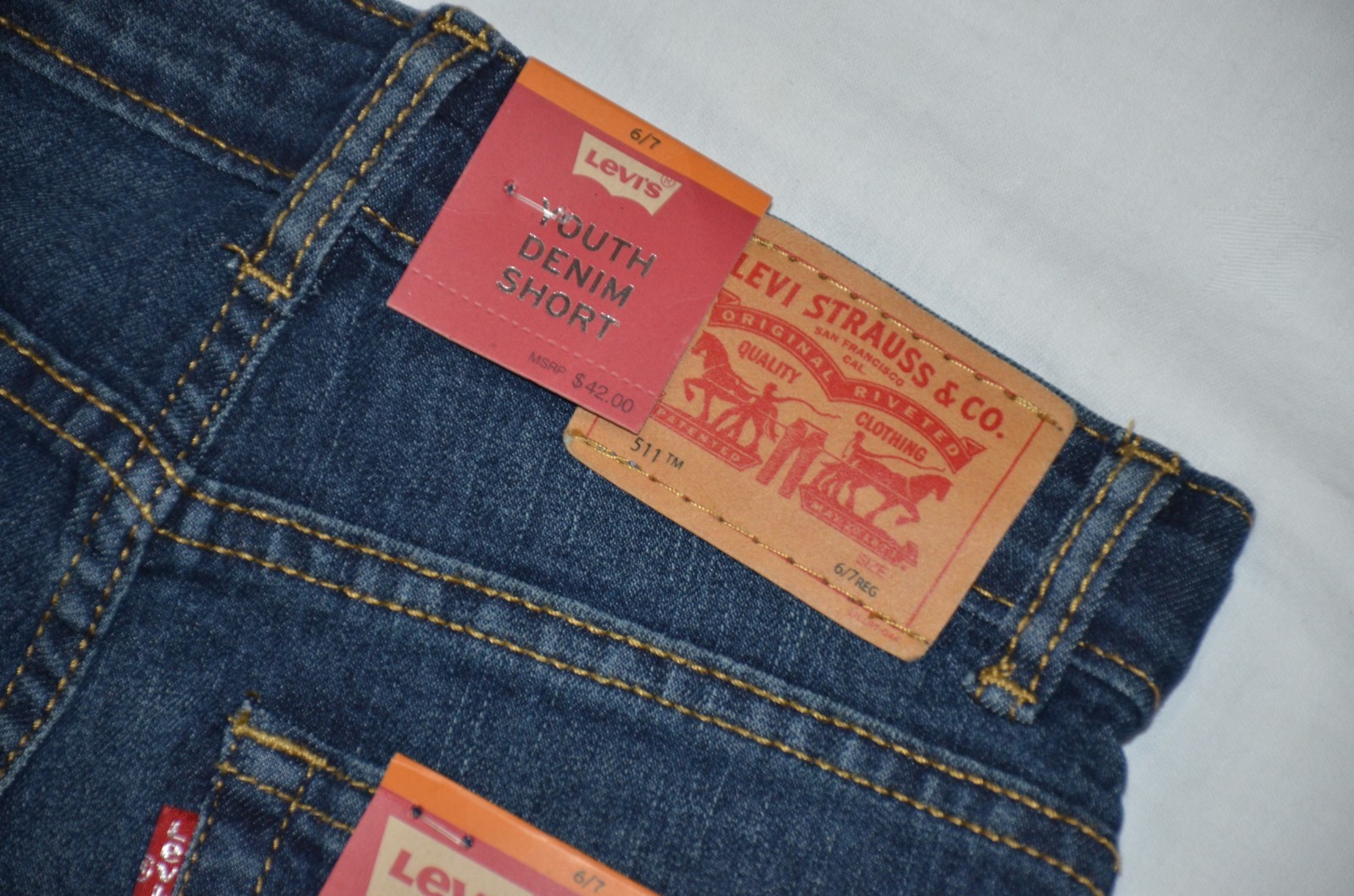 NEW Levi’s Boys 511 Stretch Flexible Denim Jean Shorts Size 6/7 Adjustable Waist