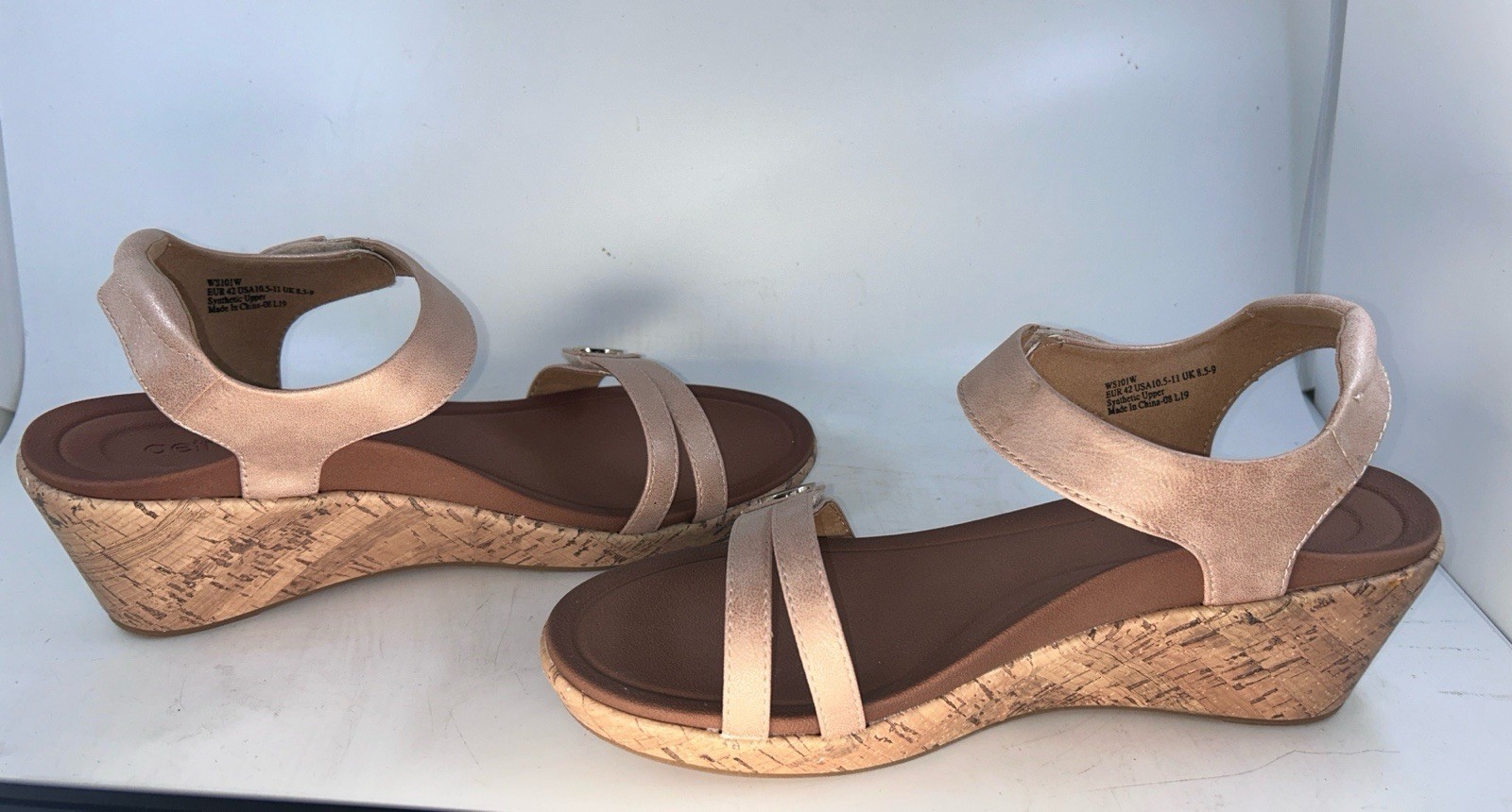 NEW Aetrex Livia Quarter Strap Wedge Orthopedic Sandal in Blush Size 10,5 11 Box