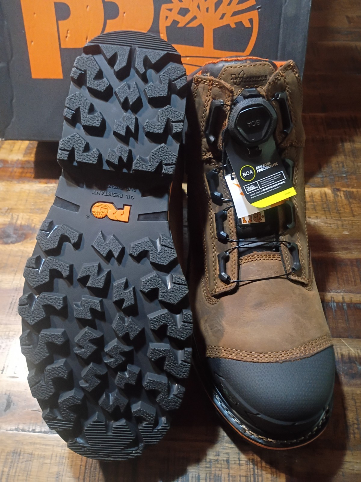 Mens Timberland Pro Boondock BOA Waterproof Composite Toe Brown Boot Sz 12 Wide