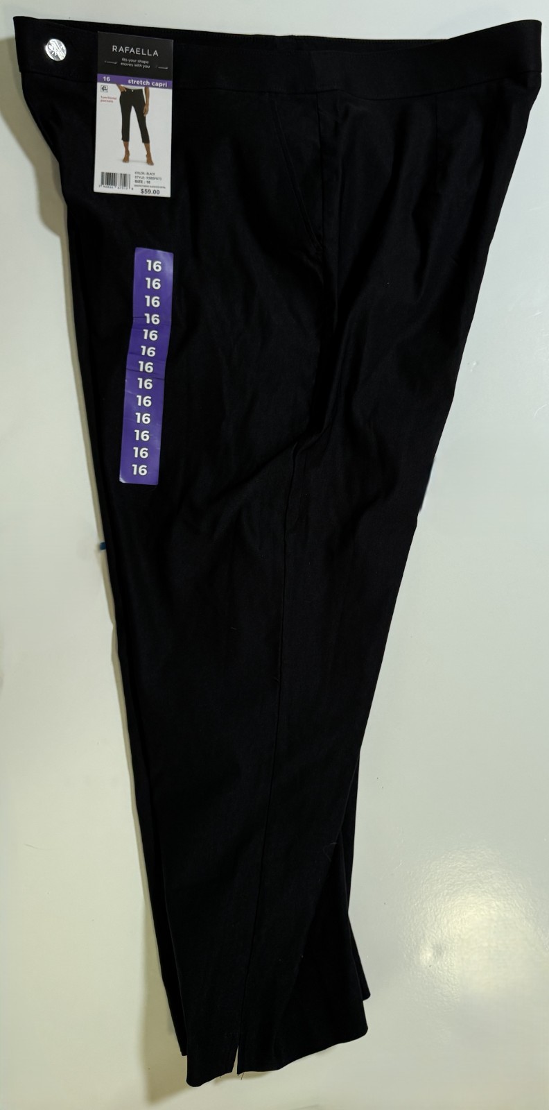 Rafaella Stretch Capri Pants Black Womens Size 16 NEW!! NWT!!