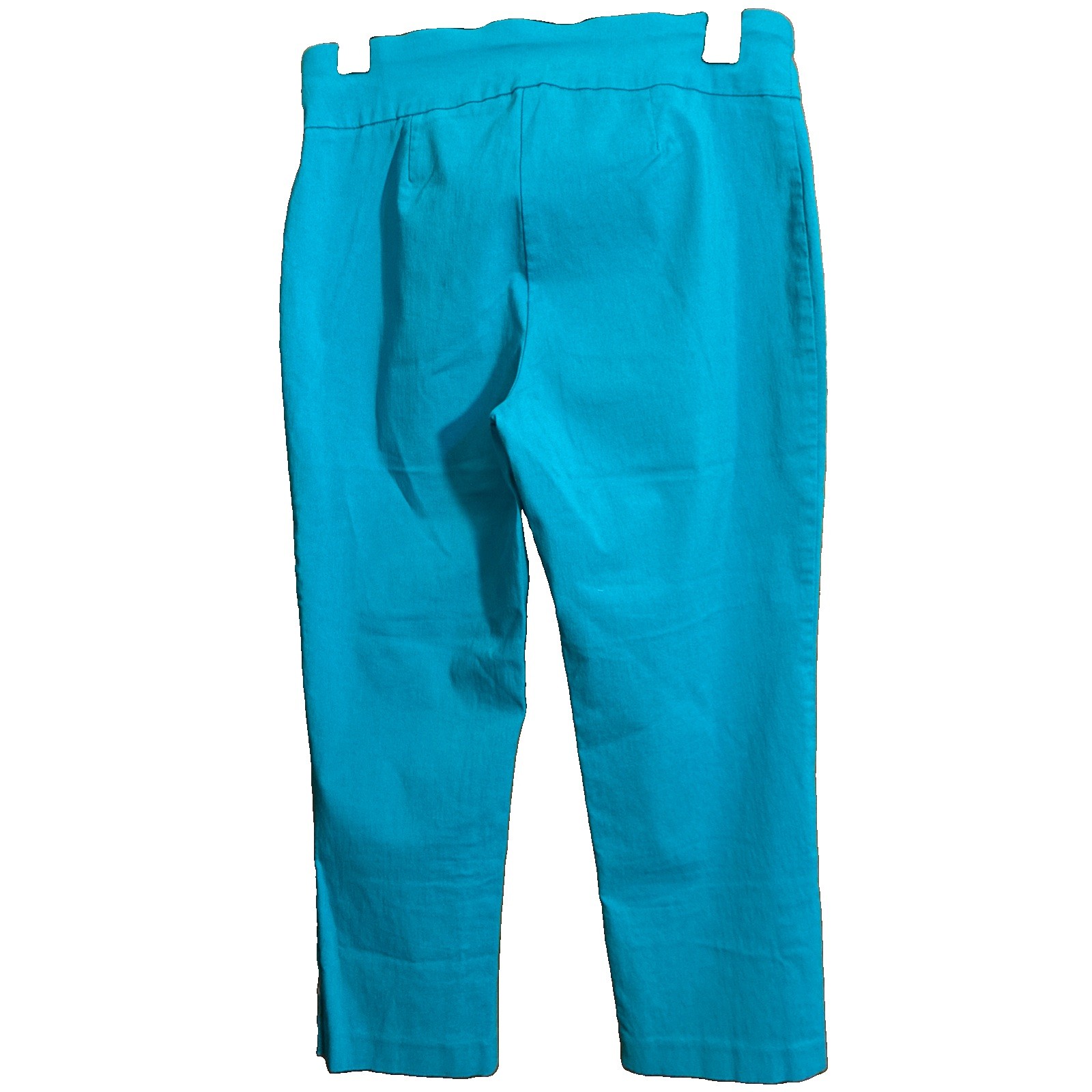 Counterparts Womens Blue Pull On Cropped Capri Pants Button Hem Sz 8