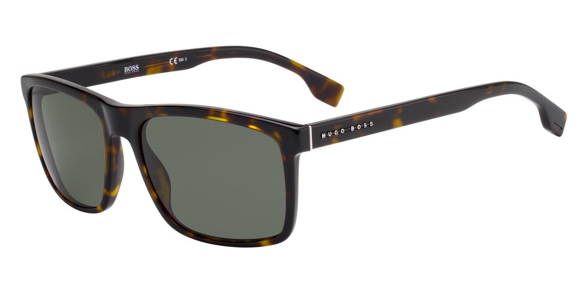 New Hugo Boss Men’s Rectangular Sunglasses BS 1036/S 0086/QT Havana/Green 58mm