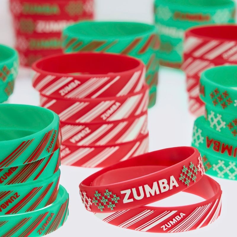 Zumba Holiday Rubber Bracelets – Red & Green ~ 8 Pack or 16 Pack ~ New!
