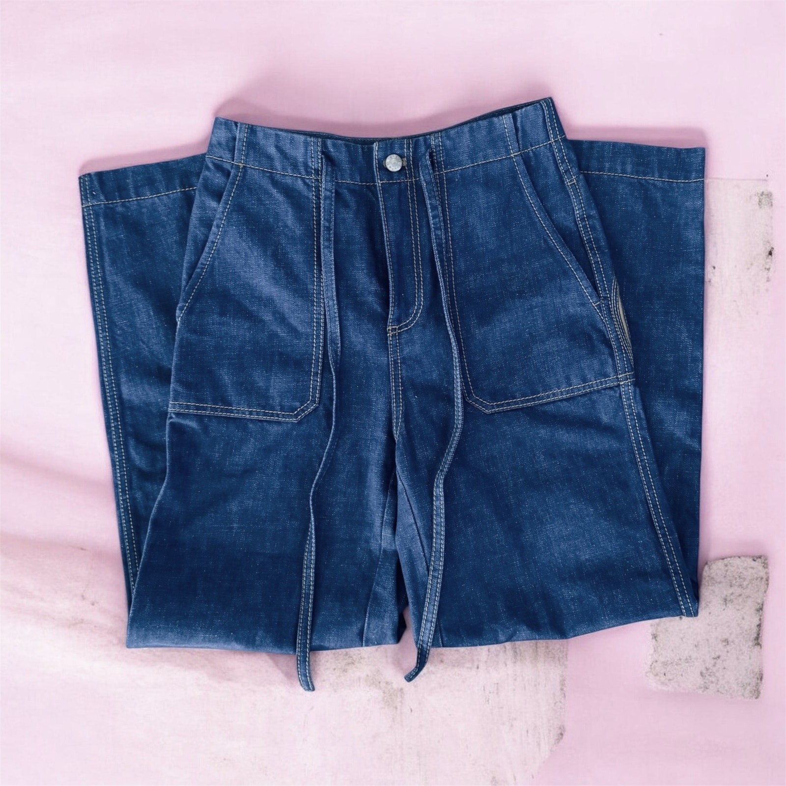 Sz 26 Tory Burch Wide Legs Carpenter Denim Summer 2022