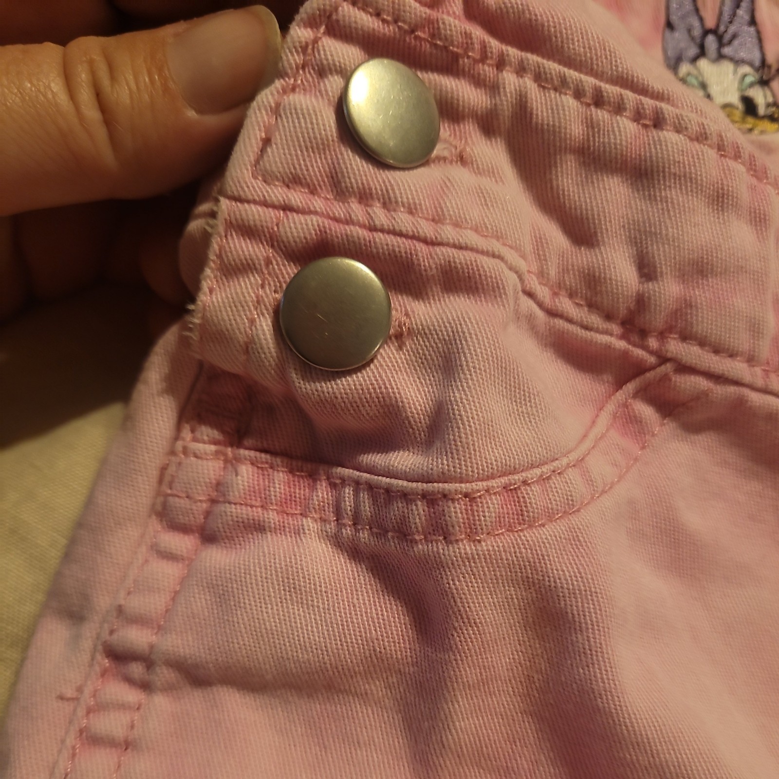 Disney Minnie Mouse Daisy Duck Embroidered Pink Bib Shortall Overalls 3T