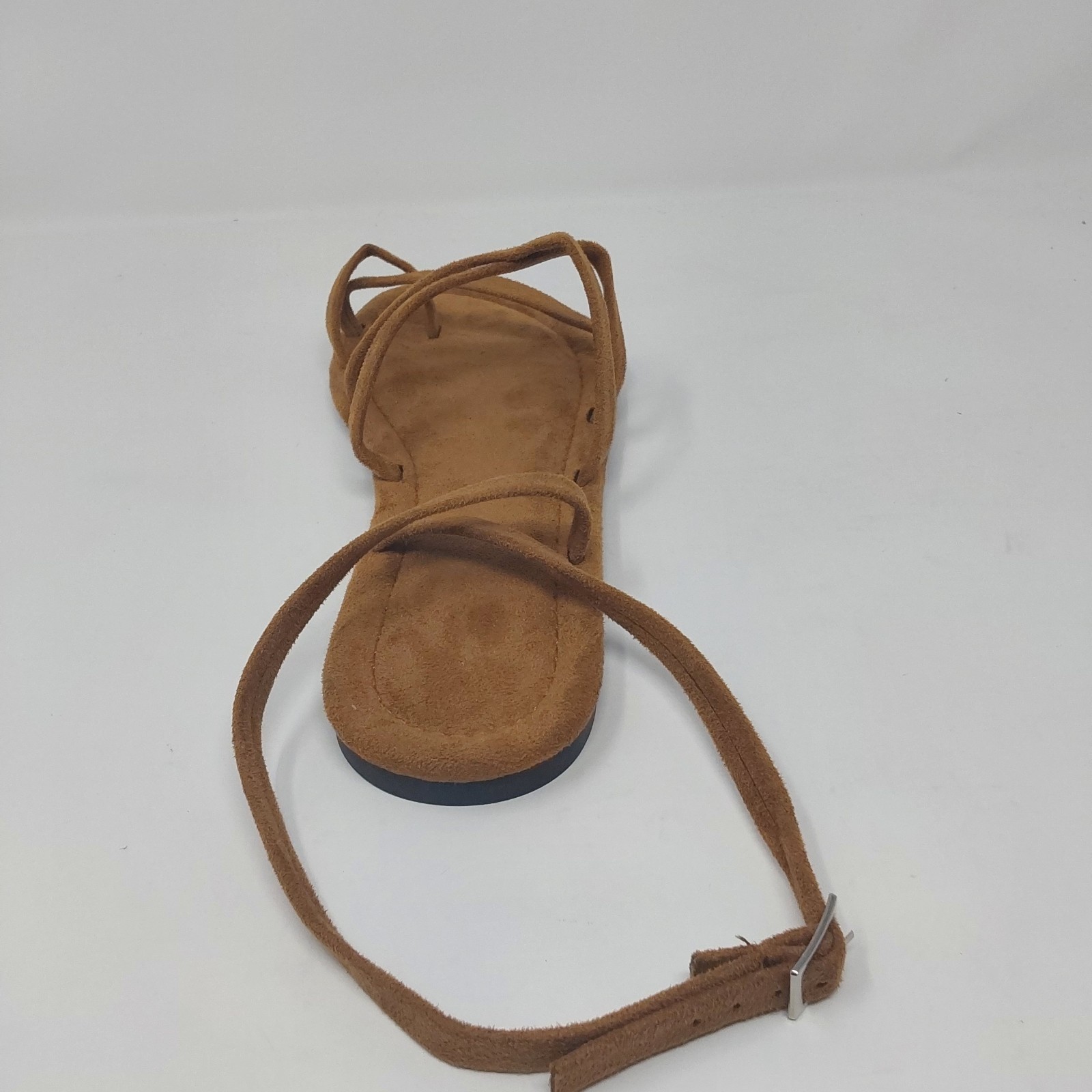 Womens Gladiator Sandals Brown Faux Suede Strappy Flat Sandals US 8 NWT