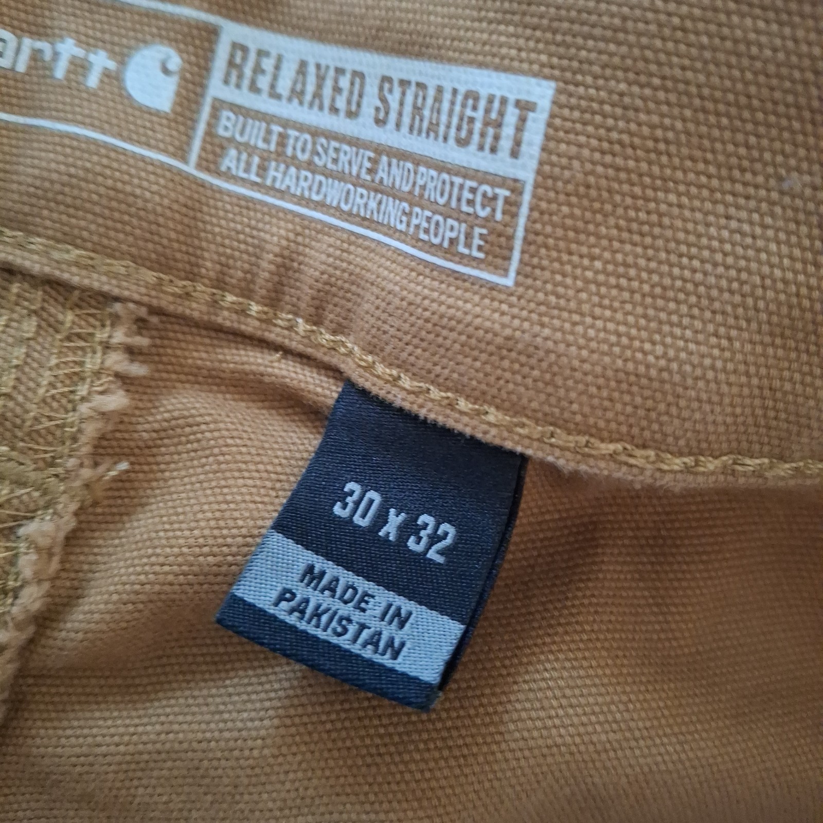 Carhartt Relaxed Straight Double Front Canvas Brown Workwear Pants Men 30×32