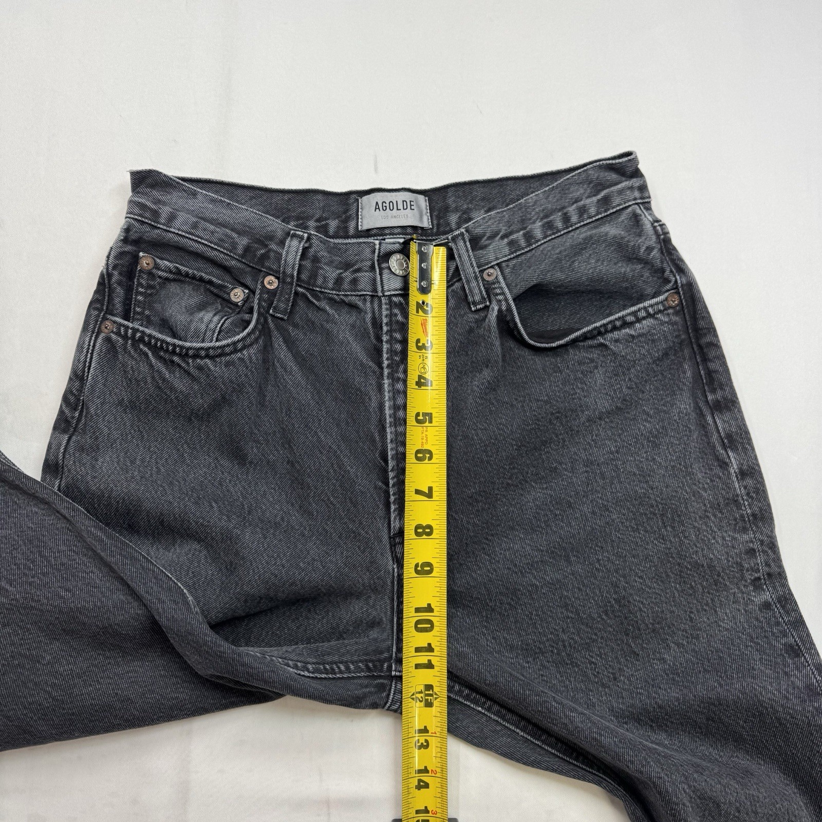 AGOLDE 90’s High Rise Straight Black Button Zip Fly Jeans Actual Fit 29×29 inchs