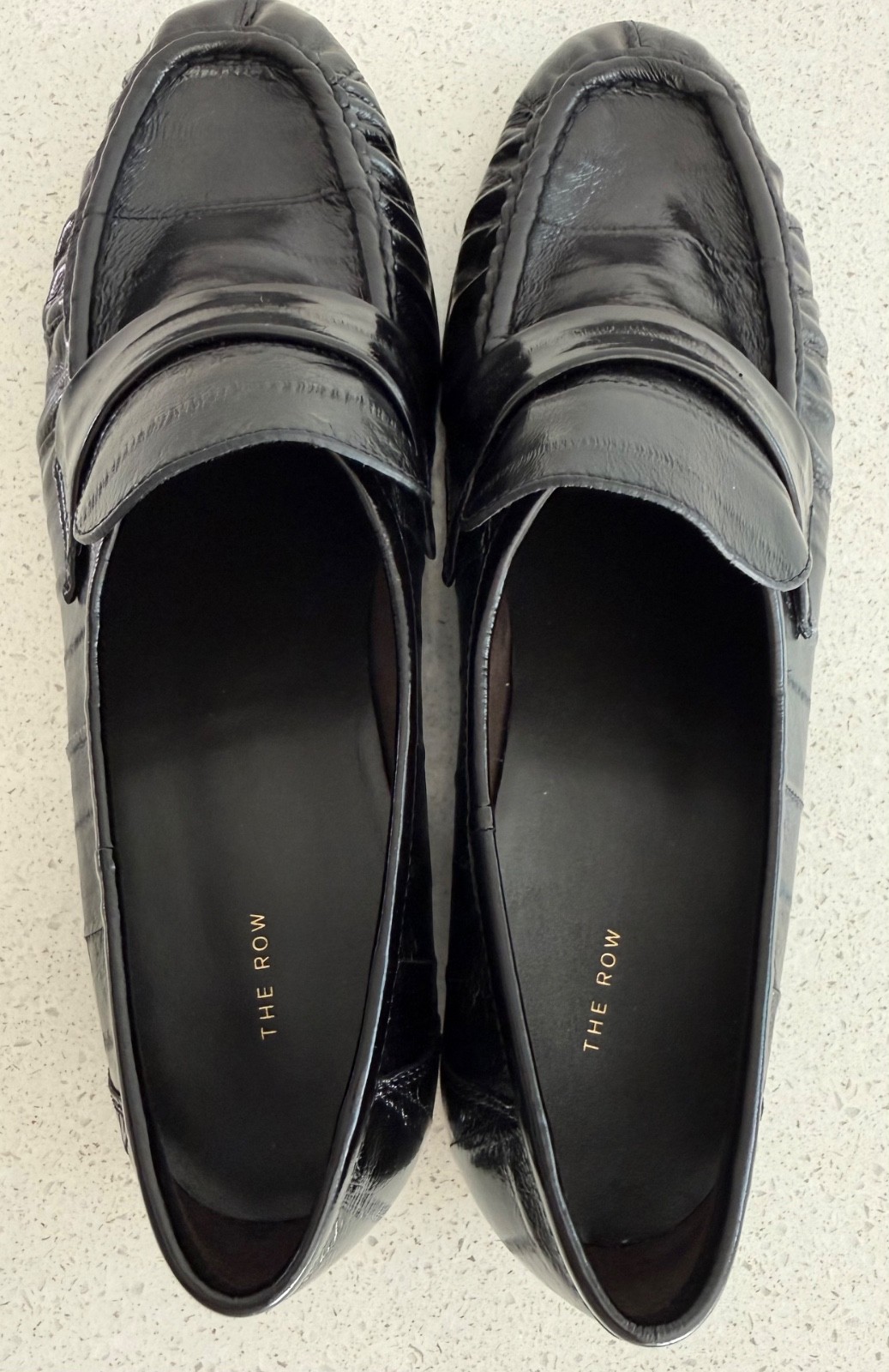 THE ROW Soft Loafers Eel Skin Black EU 38.5 US 8.5