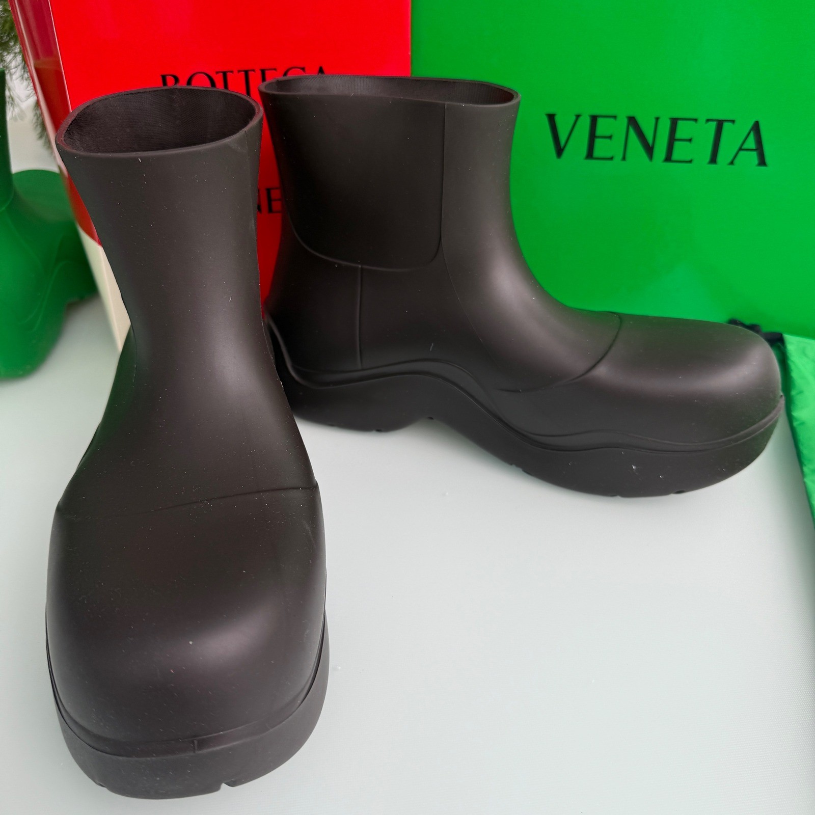 Bottega Veneta 640043 Men’s Dark Brown Puddle Ankle Boots, 43