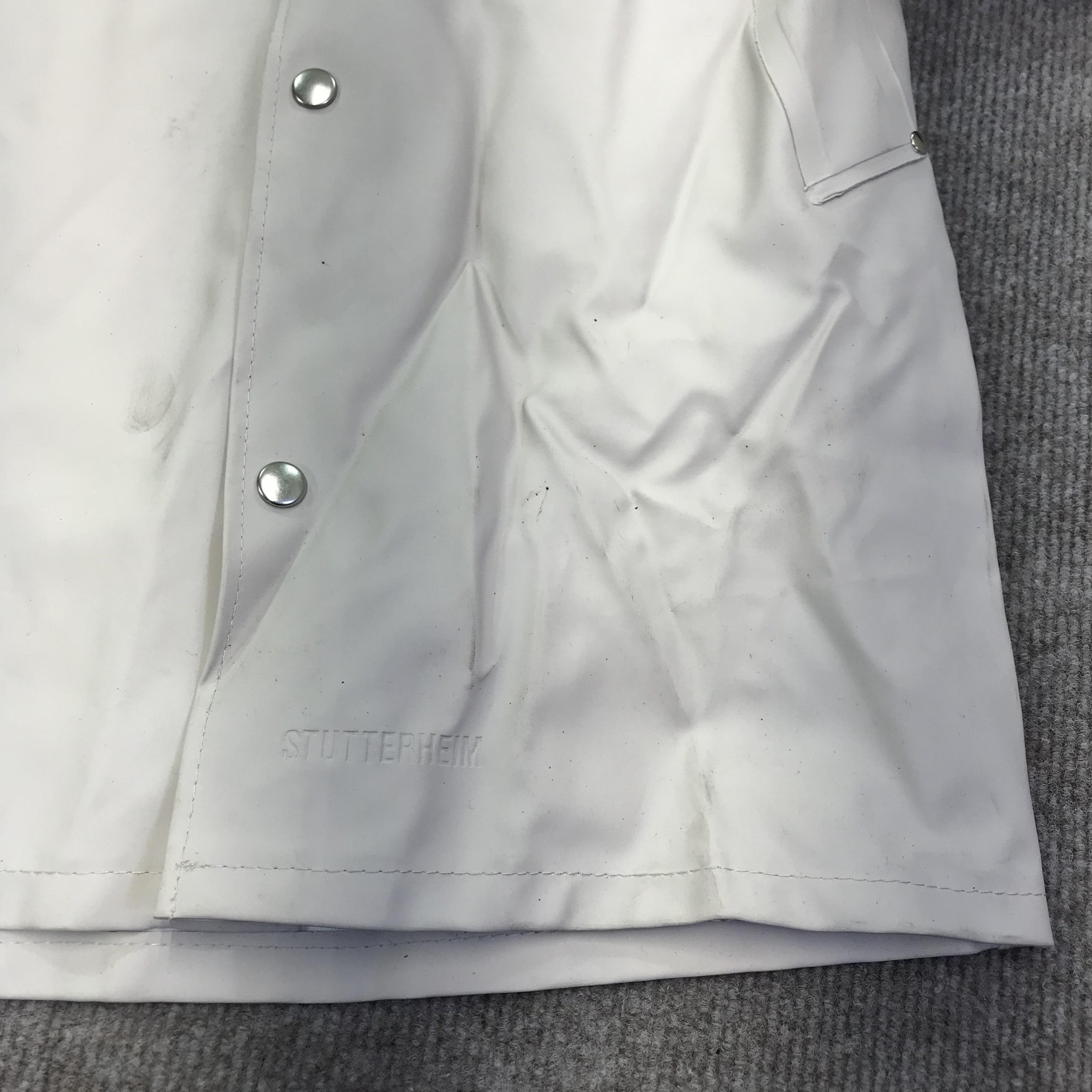 Stutterheim Stockholm Raincoat Jacket Womens XS Light Sand Hooded Waterproof