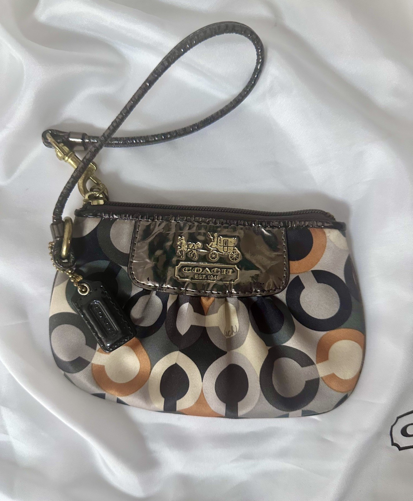COACH Leather Madison Sabrina Satchel 12937 Gold Metallic Handbag & wristlet