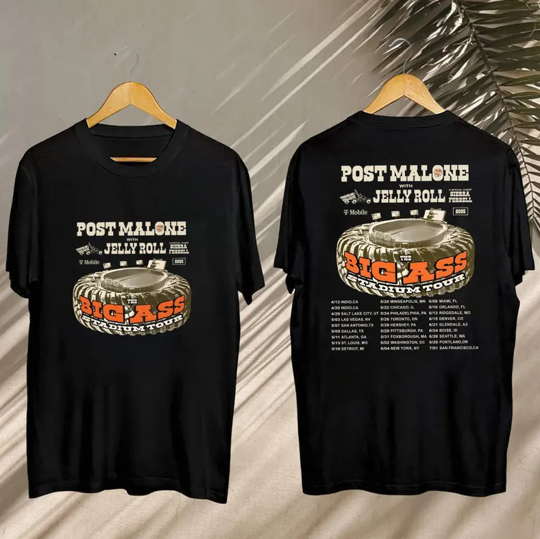 Post Malone Big Ass Stadium Tour 2025 T-Shirt Concert Graphic Tee