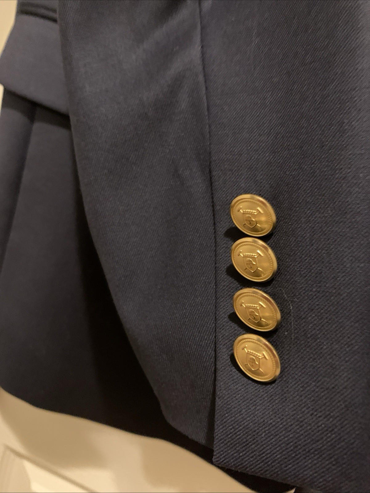Lauren Ralph Lauren Wool Blazer Jacket Navy Blue Gold Toned Buttons Men’s 46R