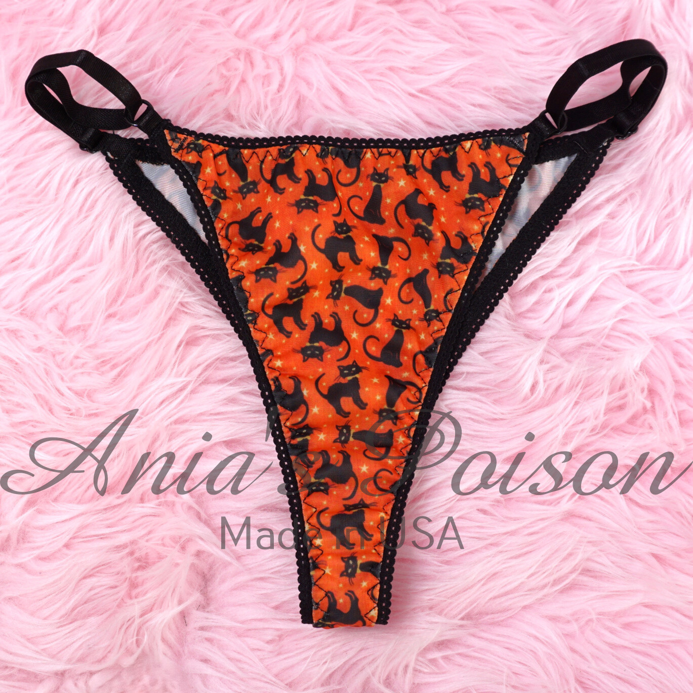 Halloween spandex Stretch Brazilian LYCRA adjustable Orange Sissy ladies panties