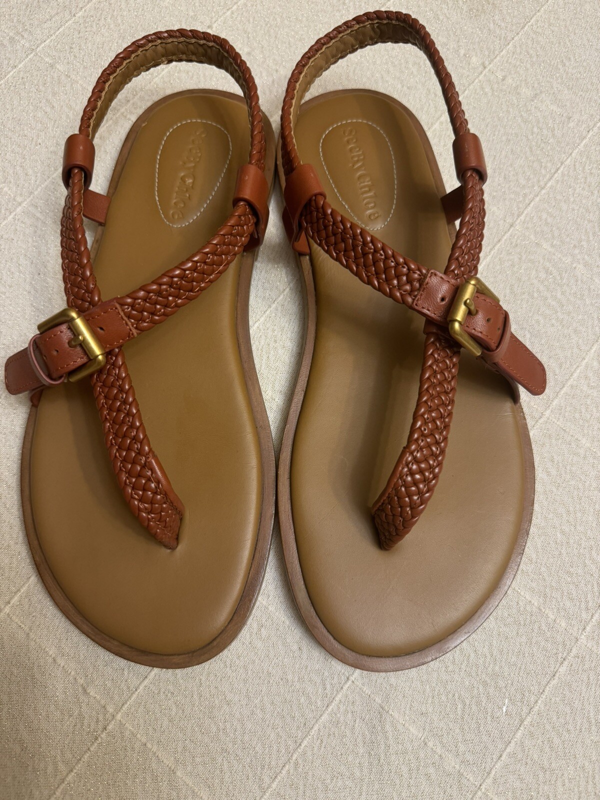 SEE BY CHLOE Womens Braided Nola Thong Sandals Sz 38 $330